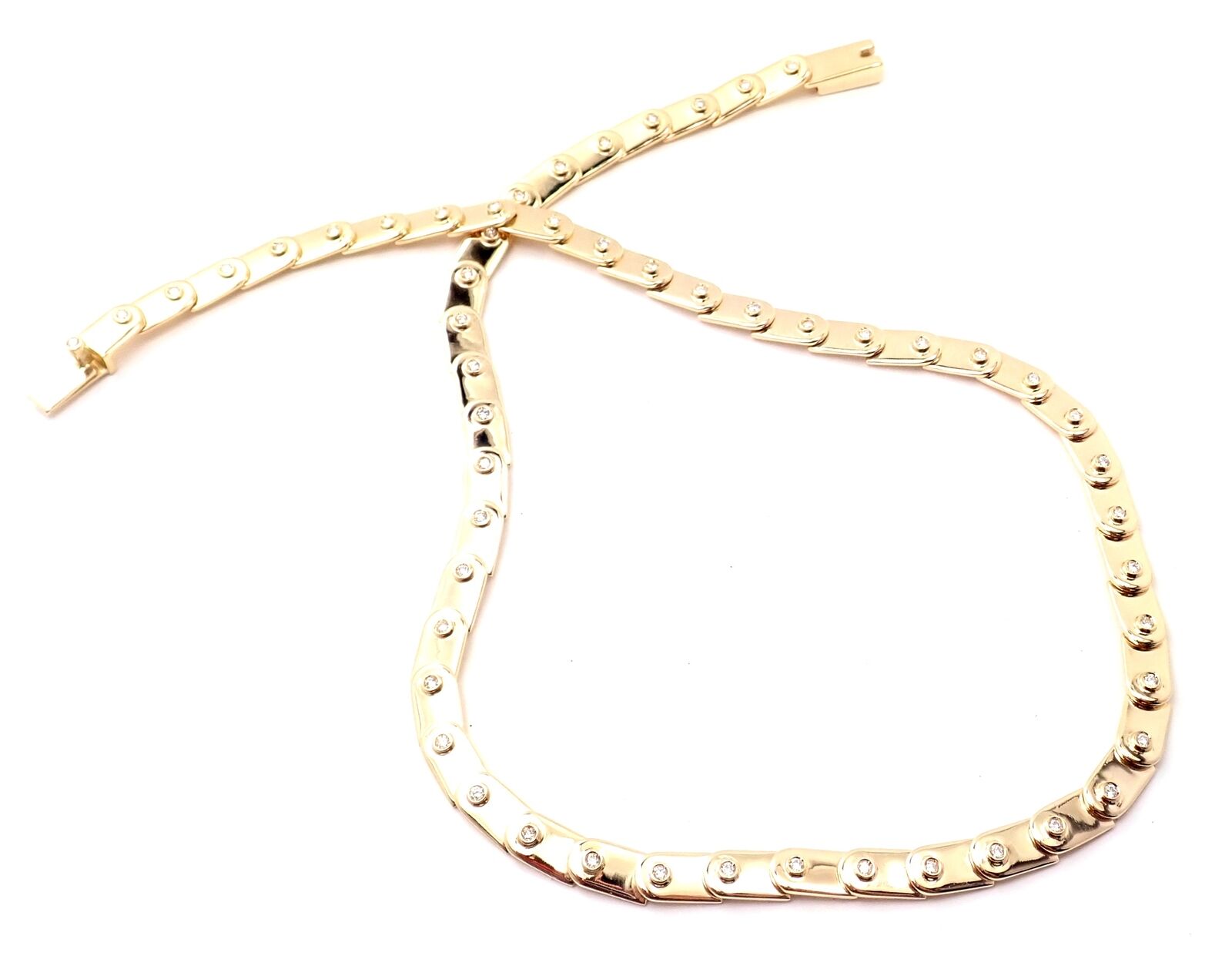 Authentic Gucci 18k Yellow Gold Diamond Tennis Necklace - Luxury Women's Jewelry for Parties, Weddings & Special Occasions