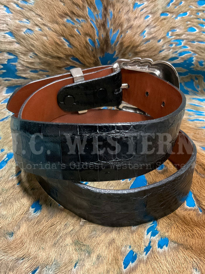 Lucchese W9401D Ultra Belly Caiman Western Belt for Men - Genuine Black Alligator Leather Cowboy Belt - Perfect for Western Wear, Rodeo, and Country Fashion