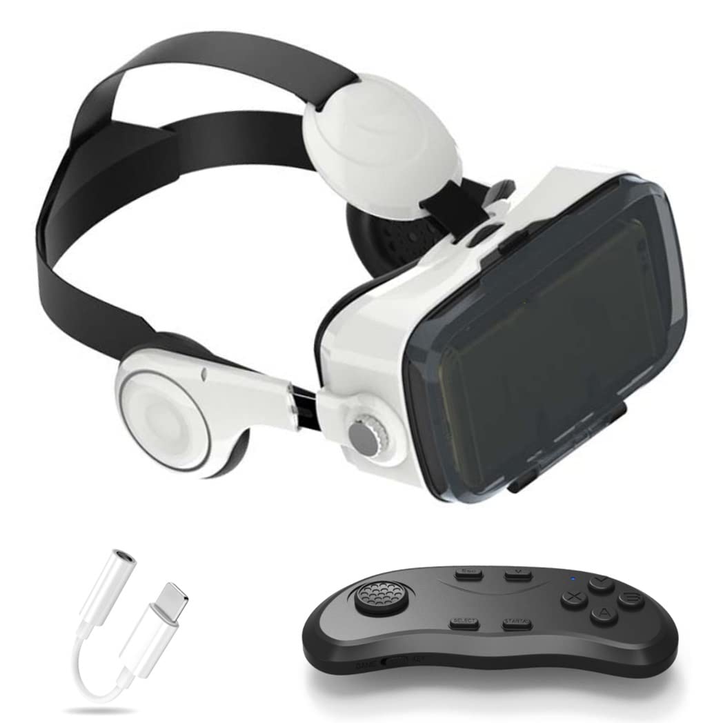 3D VR Headset with Bluetooth Controller - Compatible with iPhone 13 Pro Max/13 Pro/13/12/11, Samsung Galaxy S21, Huawei & Xiaomi Series - Immersive Virtual Reality Gaming & Movie Experience for Home Entertainment (Color: D, Size: iOS)