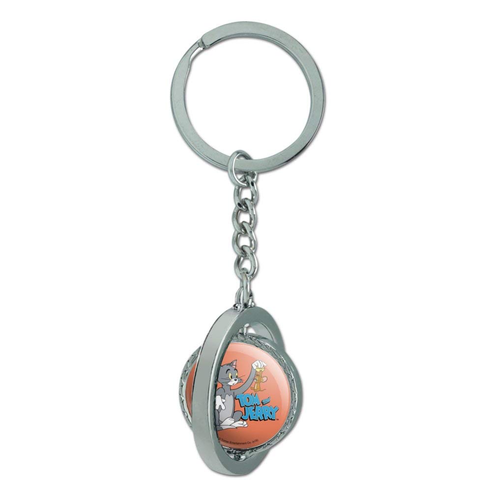 Tom and Jerry Best Friends Spinning Keychain - Chrome Plated Metal Collectible for Fans | Perfect Gift for Cartoon Lovers, Backpack Accessory, or Keyring Decoration