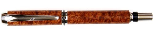 Lanier Baron Fountain Pen - Rhodium Plated with Afzilia Snakeskin Design - Premium Writing Instrument for Business Professionals & Collectors - Perfect for Signing Documents, Journaling & Gift Giving