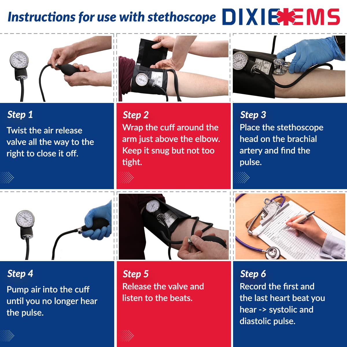 Dixie EMS Blood Pressure Monitor and Sprague Stethoscope Kit - Orange | Medical Equipment for EMTs, Nurses & First Responders