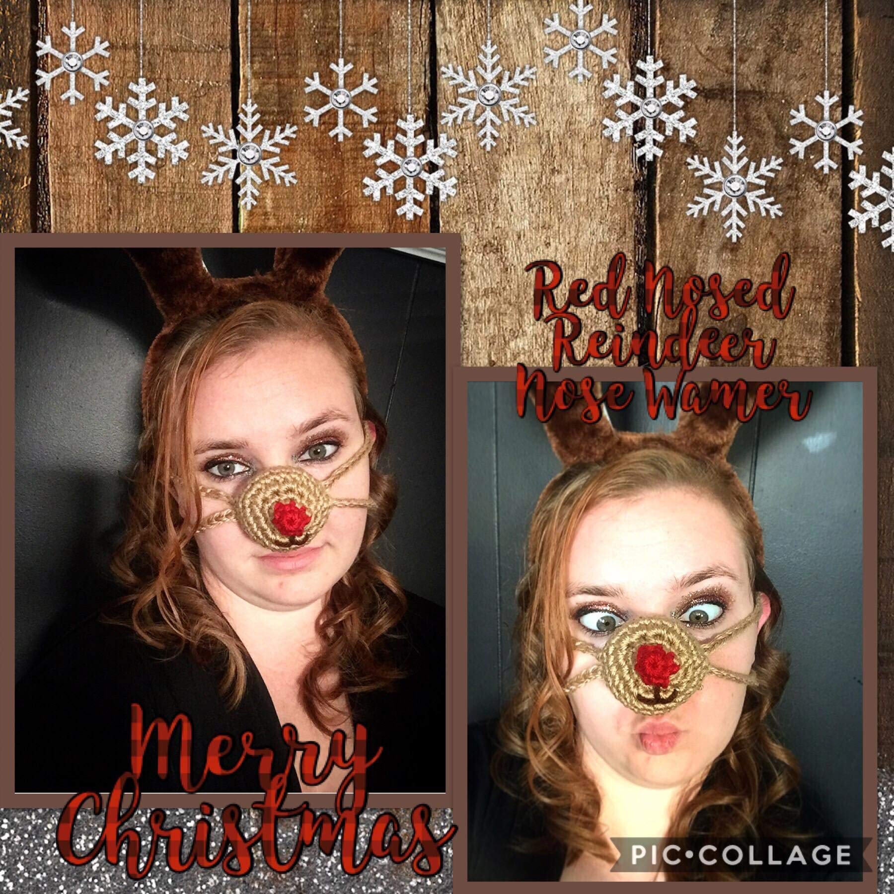 Crochet Reindeer Nose Warmer - Festive Christmas Gift for Women & Men - Handmade Red Nosed Rudolph Nose Cover - Perfect for Winter Outdoor Activities & Holiday Parties