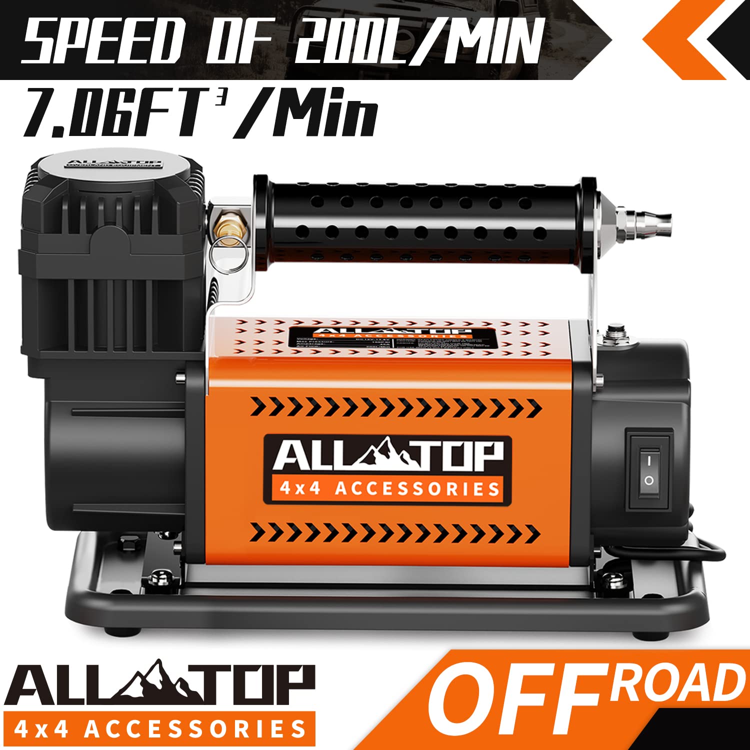 ALL-TOP 12V Portable Air Compressor Kit - 7.06CFM Heavy Duty Tire Inflator for Truck, SUV, 4x4 & RV - Max 150PSI Offroad Air Pump - Perfect for Emergency Tire Inflation, Road Trips & Outdoor Adventures