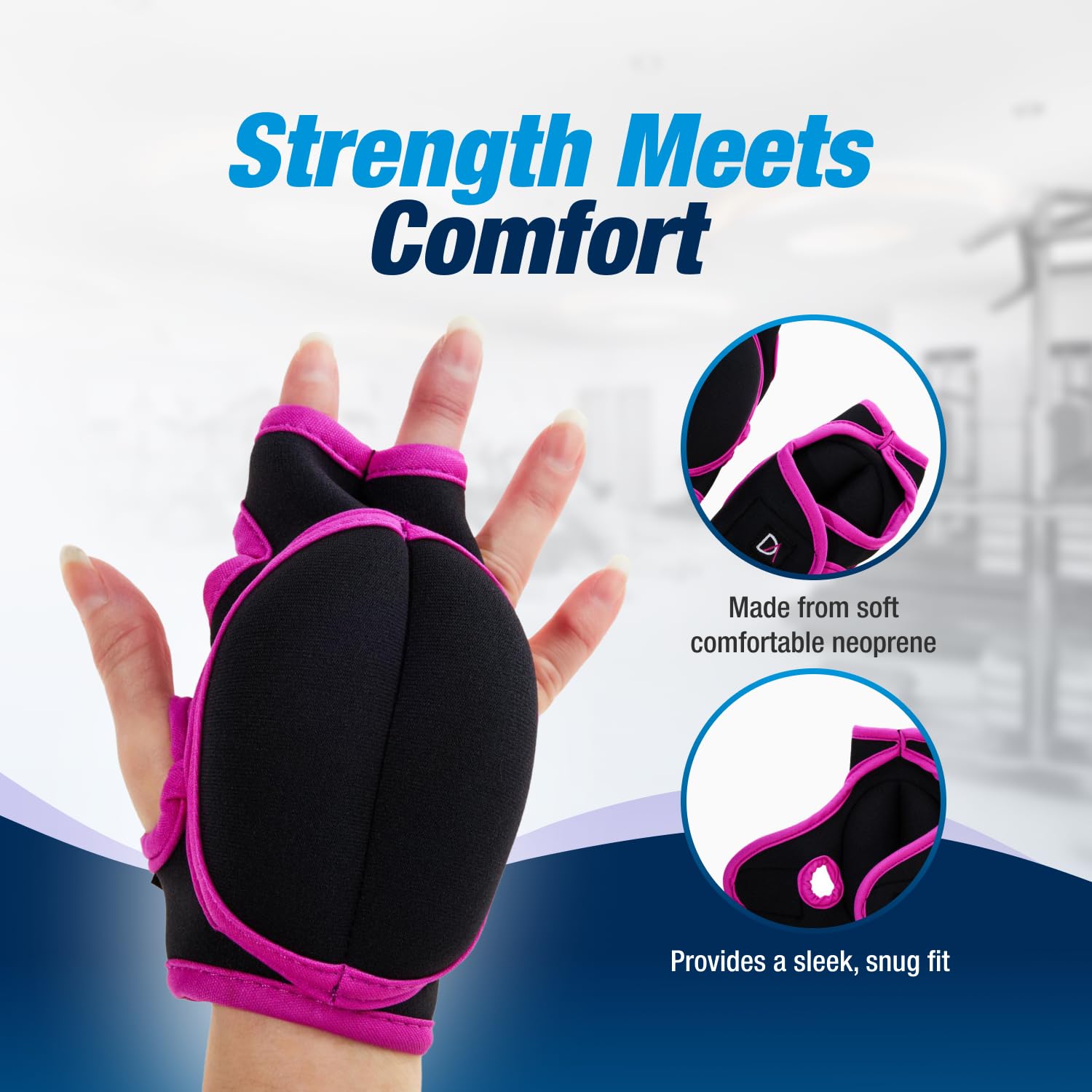 Denise Austin Weighted Gloves for Women & Men - 1-3lb Adjustable Gym Gloves for Weightlifting, Strength Training & Cardio - Breathable Workout Gloves for Enhanced Performance - Perfect for Home Gym, CrossFit & Fitness Classes