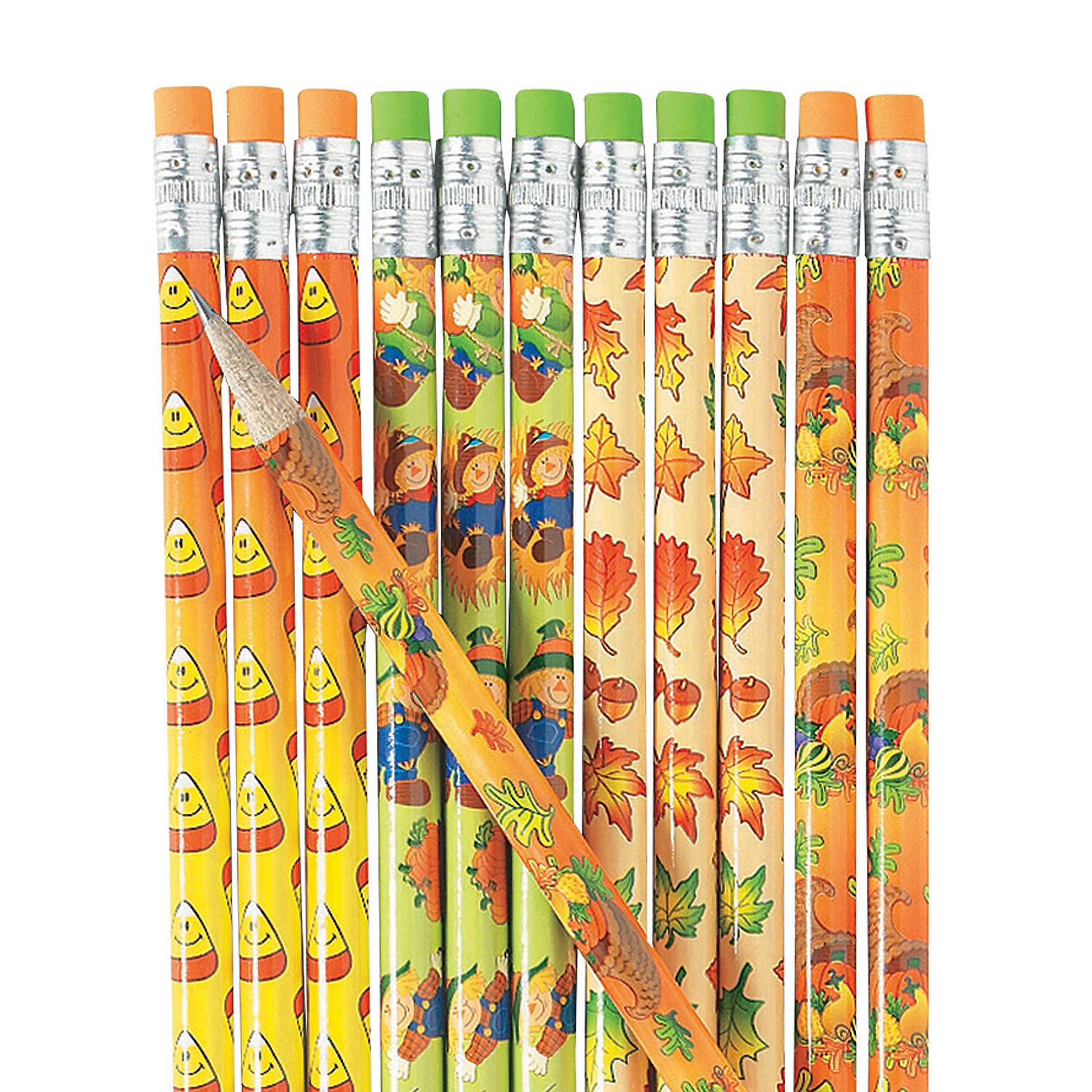 144-Piece Bulk Fall-Themed Pencils Set | Fun Express Autumn School & Office Supplies | Perfect for Classroom Rewards, Halloween Treats & Seasonal Gift Giving