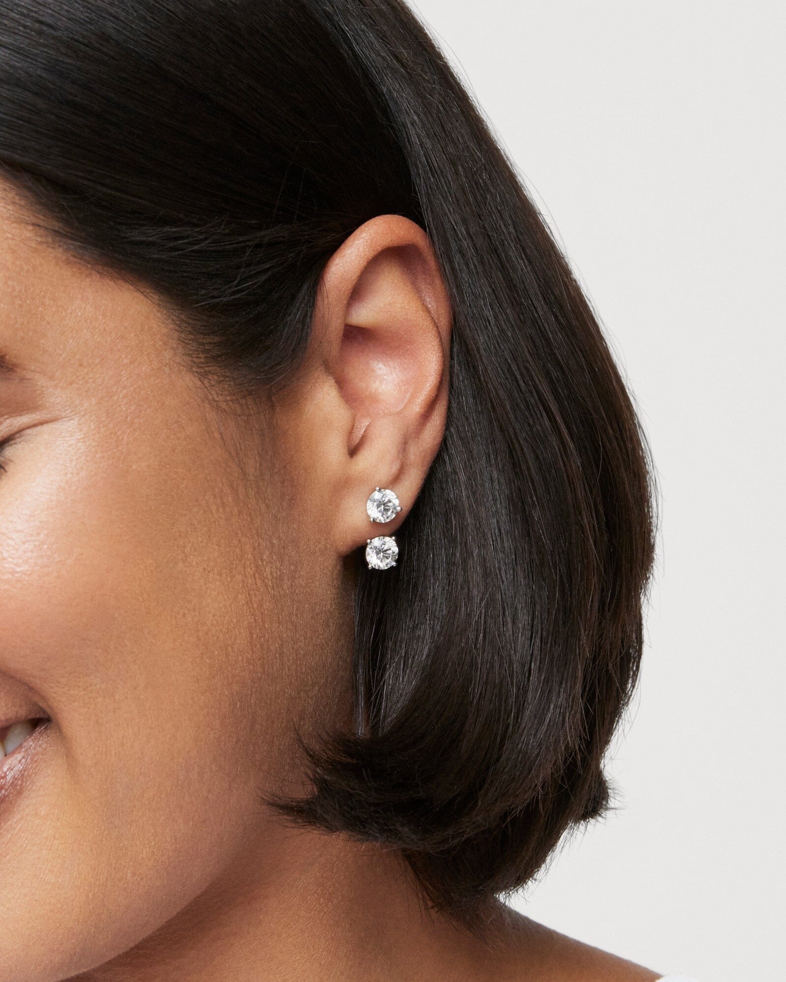 Round Brilliant Cut Solitaire Diamond Ear Jackets - Elegant Stud Earrings for Women, Perfect for Weddings, Parties & Everyday Wear
