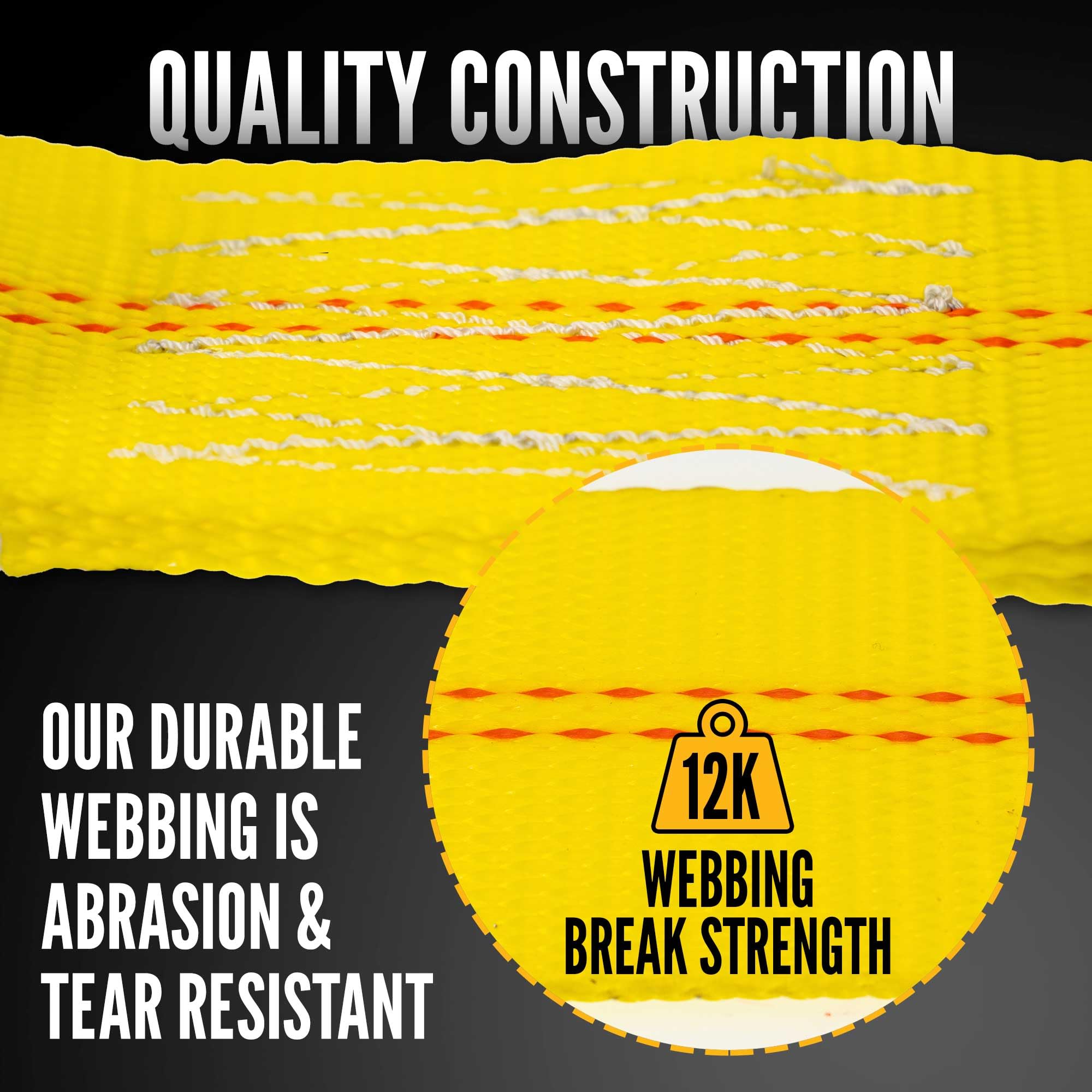 2 Inch x 27 Foot Heavy Duty Ratchet Strap with Snap Hook - 5,000 lbs Break Strength - Yellow Cargo Tie Down Straps for Trucks, Trailers, Motorcycles & Furniture Transport - Secure Locking Hook for Safe Shipping