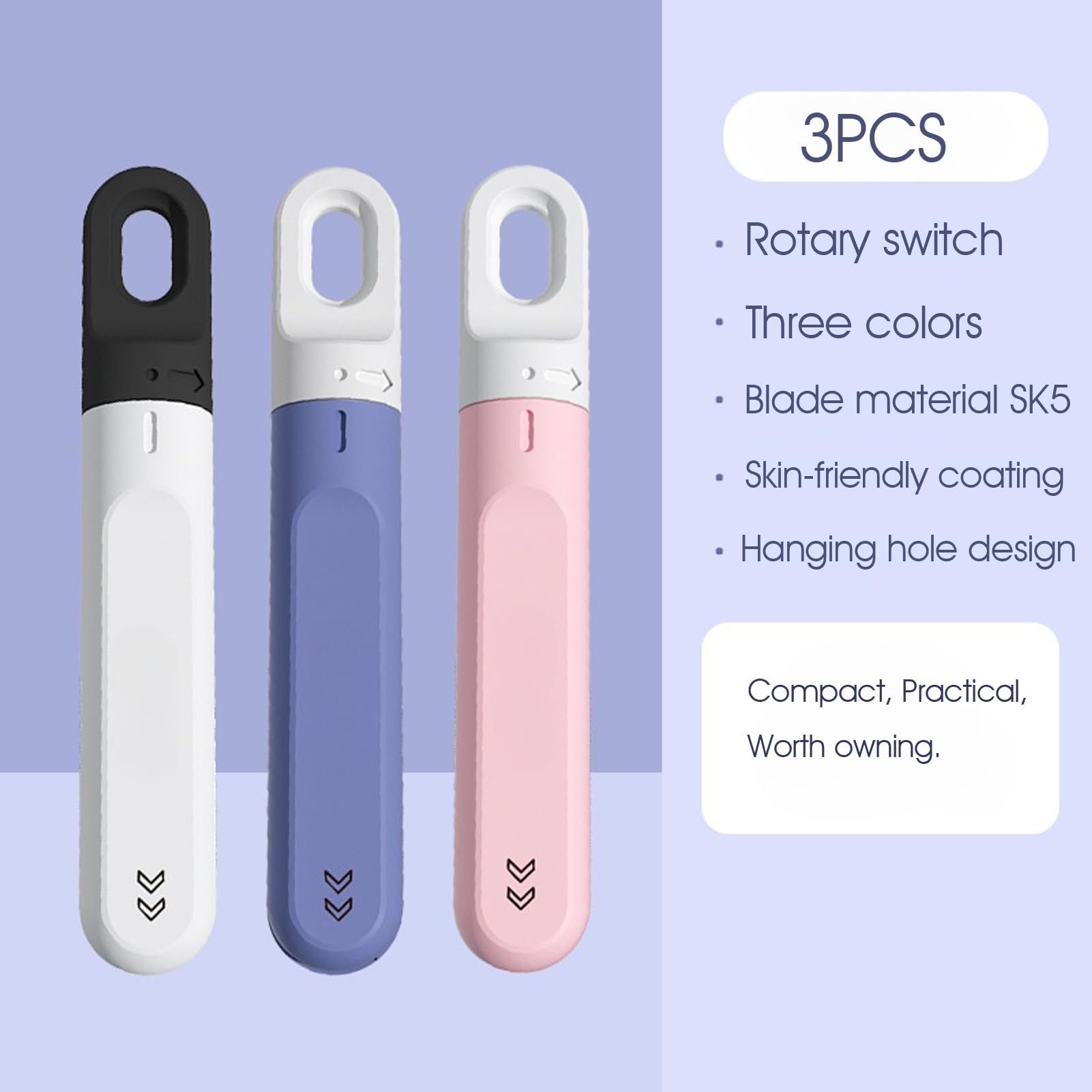 3-Pack Pink Mini Box Cutters - Retractable Utility Knife with Rotating Blade for Women | Home, Office, Travel & DIY Package Opener | Perfect for Unboxing, Crafting & Everyday Use
