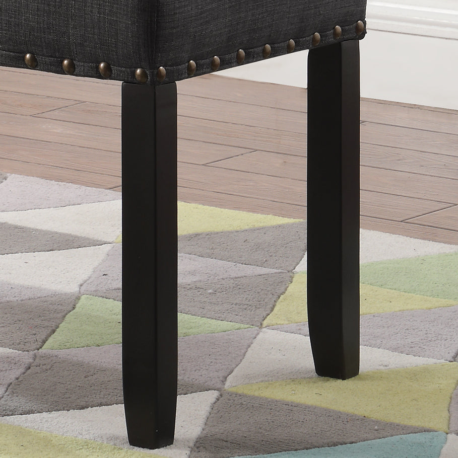 Roundhill Furniture Biony Fabric Dining Bench with Nailhead Trim, Grey - Stylish Upholstered Seat for Kitchen, Dining Room, or Breakfast Nook