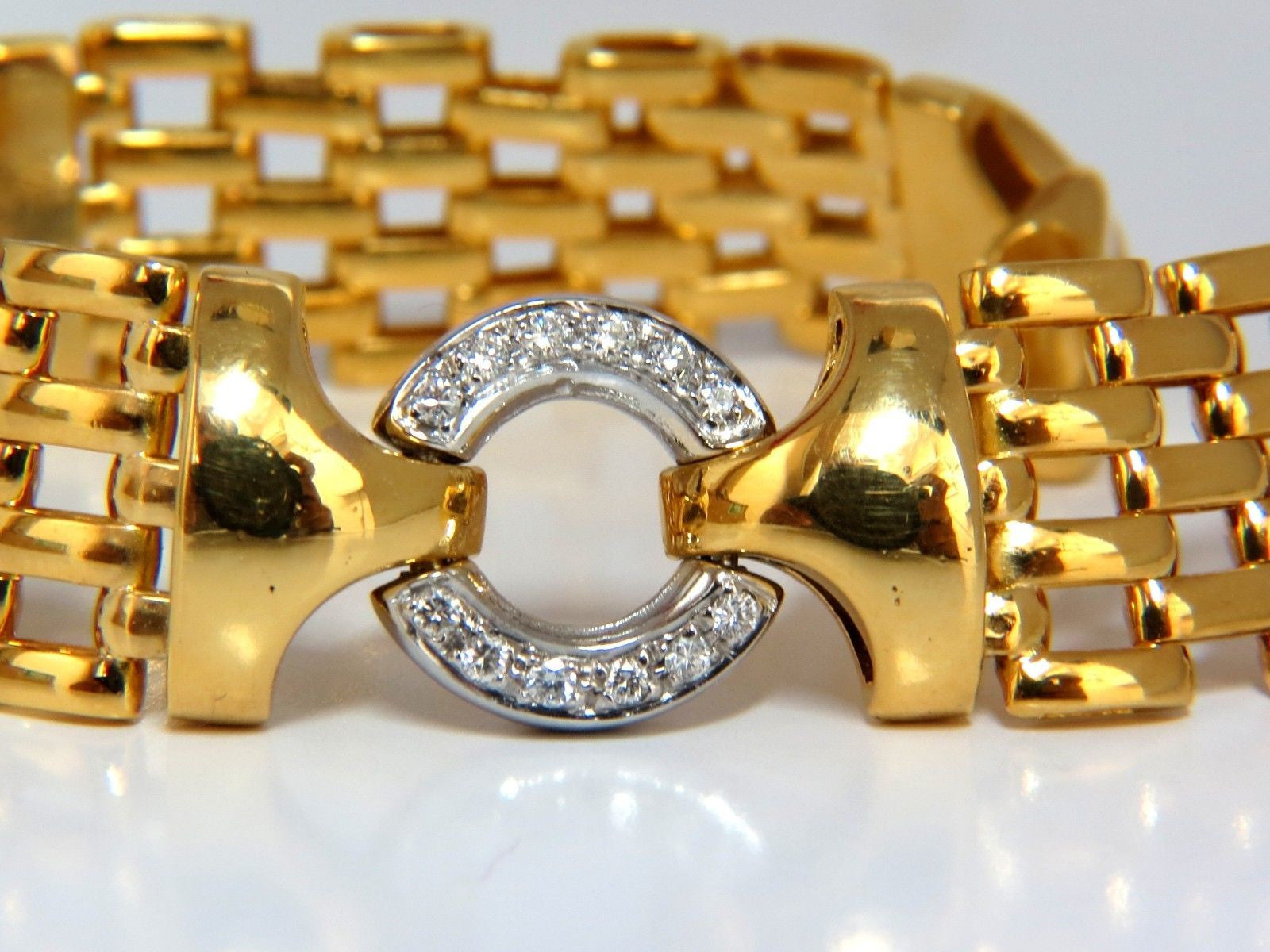 18KT Gold .50CT Natural Round Diamond Circle Link Bracelet - 50 Grams Pope Brick Deco Style - Perfect for Weddings, Parties & Special Occasions