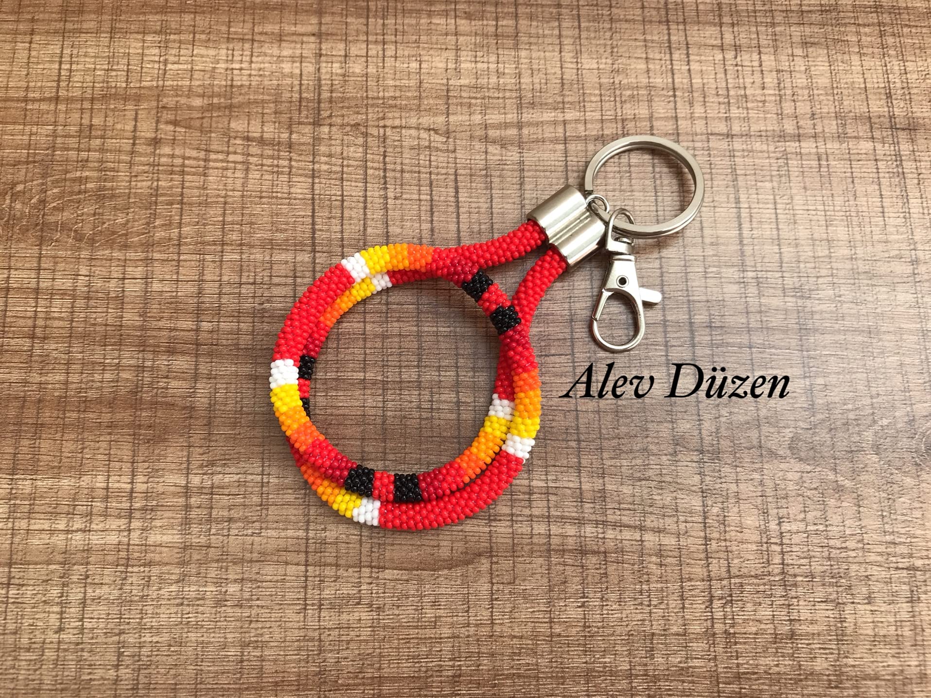 Native American Beaded Keychain - Handmade Leather Keyring with Beads, Purse Charm & Wristlet for Women - Boho Tribal Style ID Holder & Card Wallet - Perfect for Handbags, Backpacks, Gifts and Travel Accessories