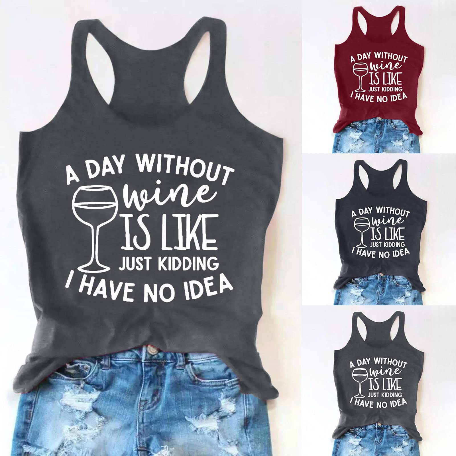 RKSTN Women's Tank Tops - Funny Wine Lover Sleeveless Summer T-Shirt & Casual Pullover Blouse for Women | Perfect for Beach, Vacation, Wine Tasting & Everyday Wear