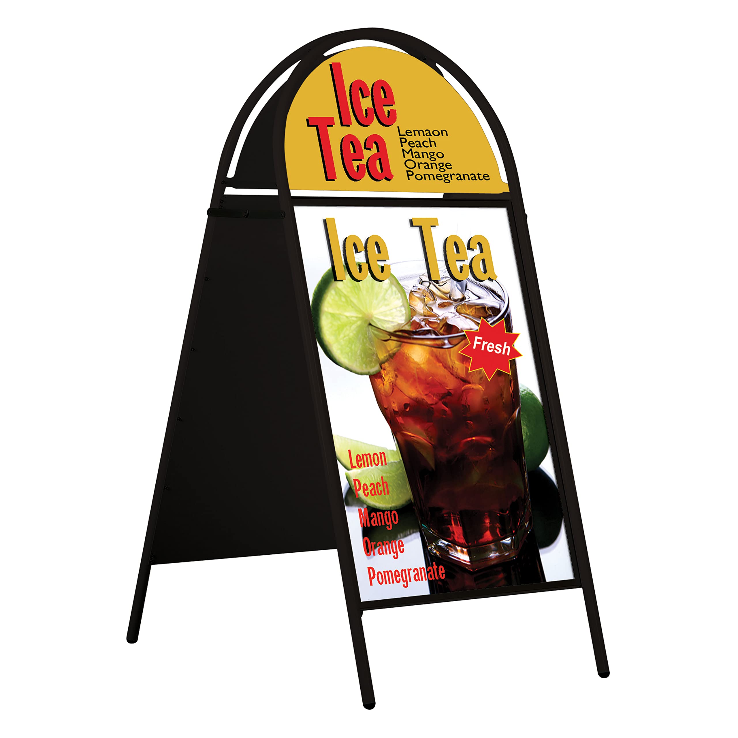 Double-Sided 20x30 Inch Sandwich Board Sign - Black A-Frame Sidewalk Menu Display with Magnetic Cover & Header | Perfect for Restaurants, Cafes, and Retail Stores Outdoor Advertising