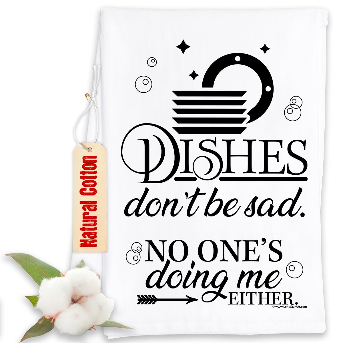 Funny Kitchen Towels with Sayings - 'Dishes Don't Be Sad' Decorative Dish Towels for Women | Cute Housewarming Gift & Multi-Use Kitchen Accessory | Perfect for Cooking, Cleaning & Home Decor