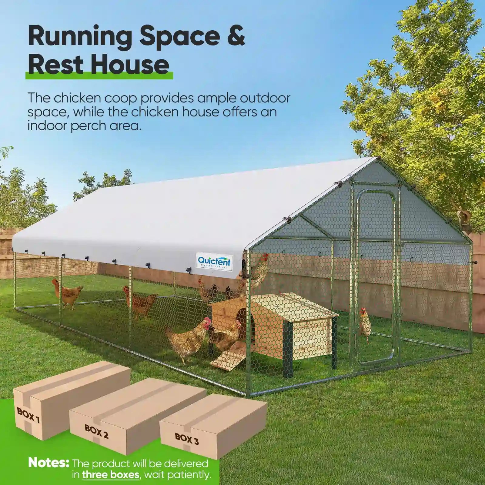 Large Metal Chicken Coop Run - Durable Outdoor Poultry Pen for Hens & Roosters - Perfect for Backyard Farming & Free Range Chicken Keeping