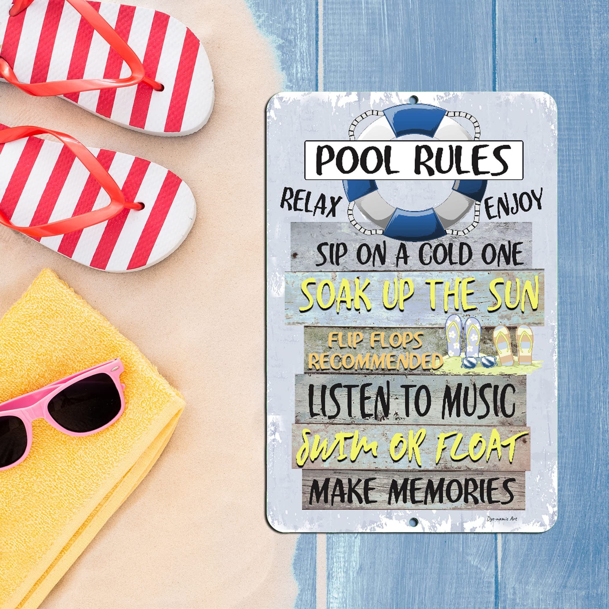 Funny Pool Rules Sign - Outdoor Aluminum Wall Art for Backyard, Patio & Swimming Area | 12x18 Inch Lightweight Decor | Perfect for Summer Parties, BBQ Gatherings & Poolside Relaxation
