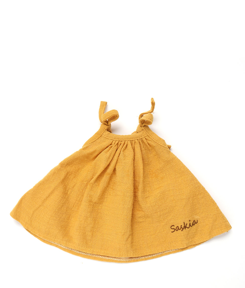 Personalized Mustard Yellow Dress - Custom Name Embroidery - Perfect for Weddings, Parties & Special Occasions
