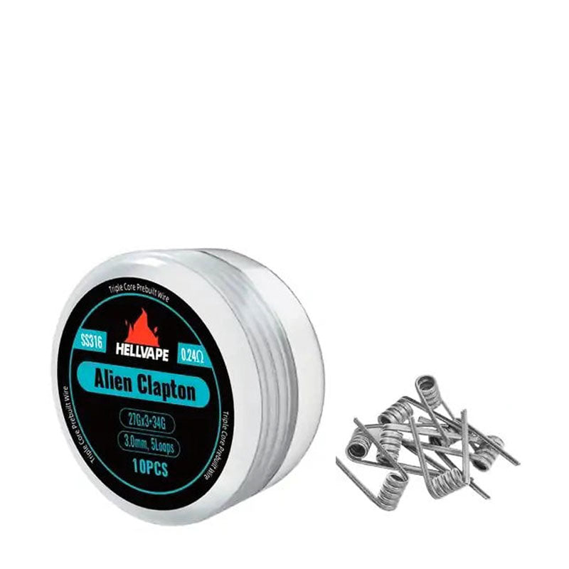 Hellvape Alien Clapton Coils - 10 Pack Prebuilt Coils for RDA RTA Tanks - High Performance Vape Coils for Cloud Chasing & Flavor Enhancement - Perfect for Sub-Ohm Vaping & Advanced Vapers