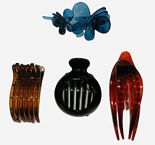 Glamifirsto 4-Pack Hair Clips for Women & Girls - Medium Size Stylish Claw Clips in Black & Brown - Perfect for School, Work, and Everyday Hairstyles