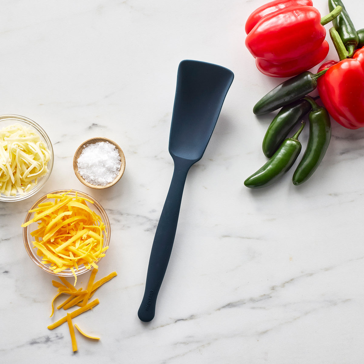 Premium Silicone Deep Rectangle Spoon - Durable & Non-Slip Kitchen Utensil for Cooking, Baking & Serving | Oxford Blue | Ideal for Soups, Sauces & Desserts