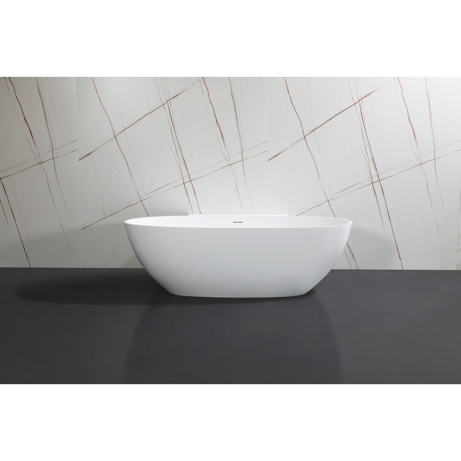 Arcticstone 71 Inch Freestanding Oval Bathtub - Matte White Solid Surface Double Ended Soaking Tub with Drain - Perfect for Luxury Bathrooms & Spa-Like Relaxation at Home
