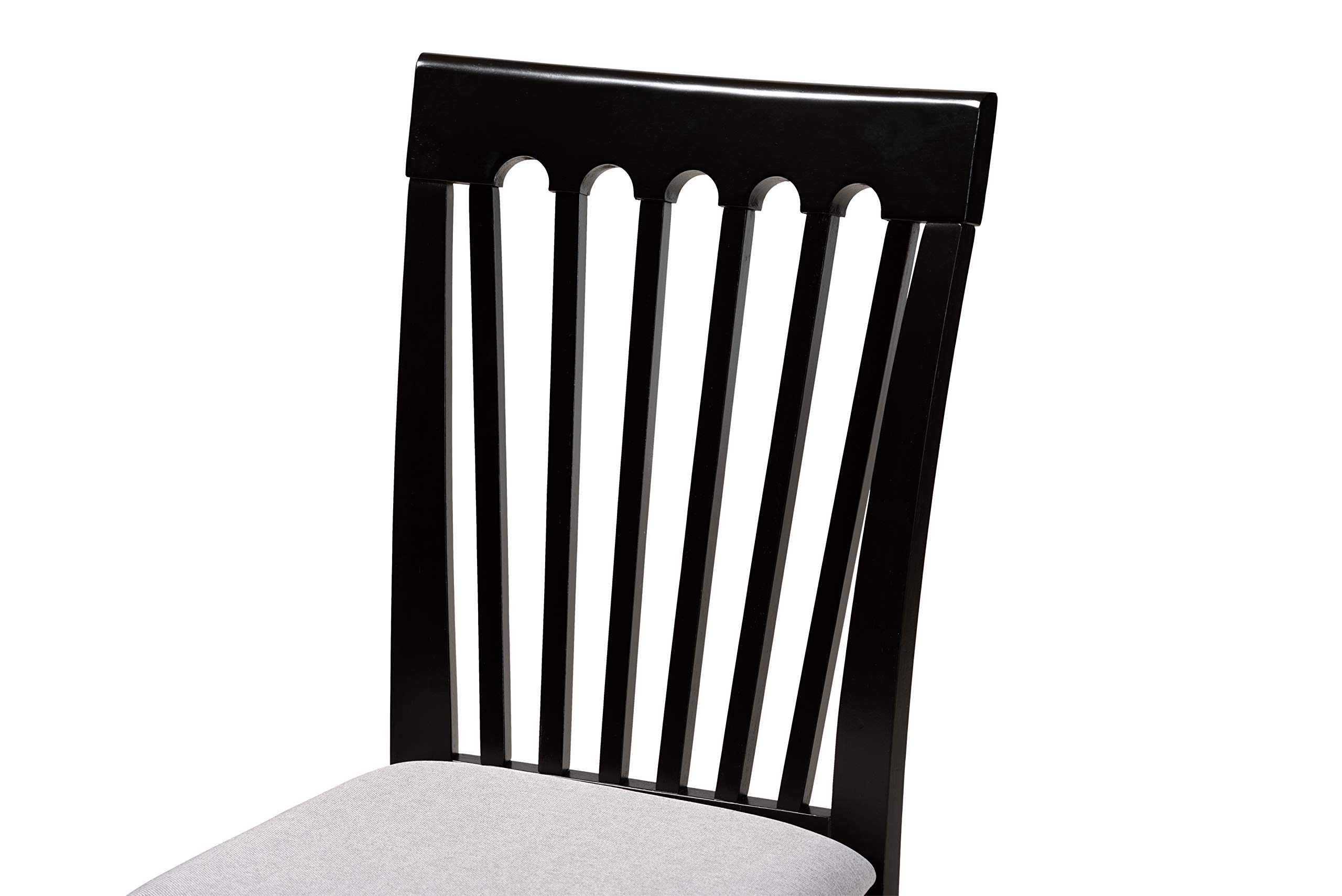 Baxton Studio Minette 2-Piece Dining Chair Set - Gray Fabric Upholstered Seats with Espresso Brown Wood Frame - Perfect for Kitchen, Dining Room & Small Space Decor