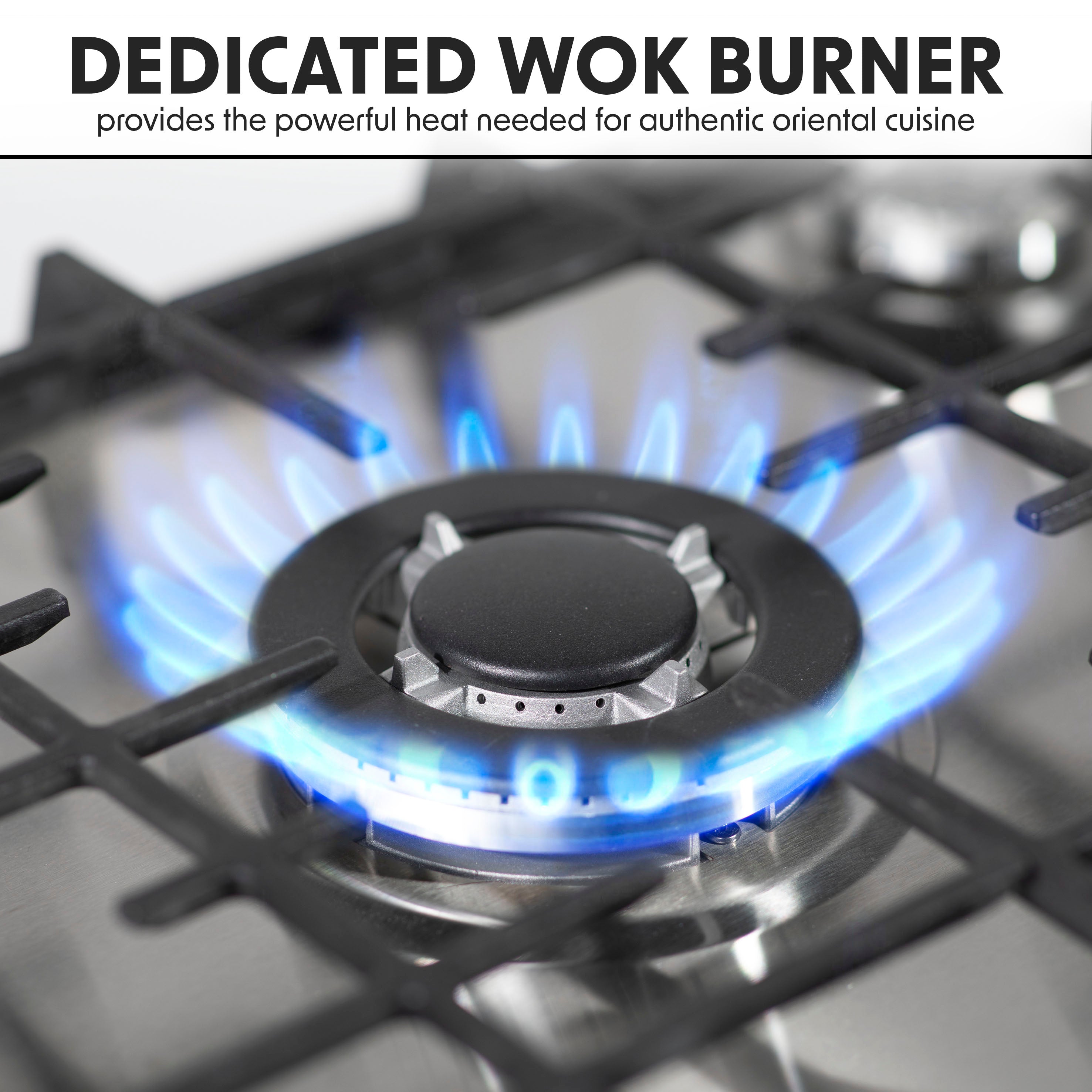 Baridi 60cm Built-In Gas Hob with 4 Burners & Cast Iron Pan Supports - Stainless Steel DH225 | Perfect for Home Kitchens & Professional Cooking