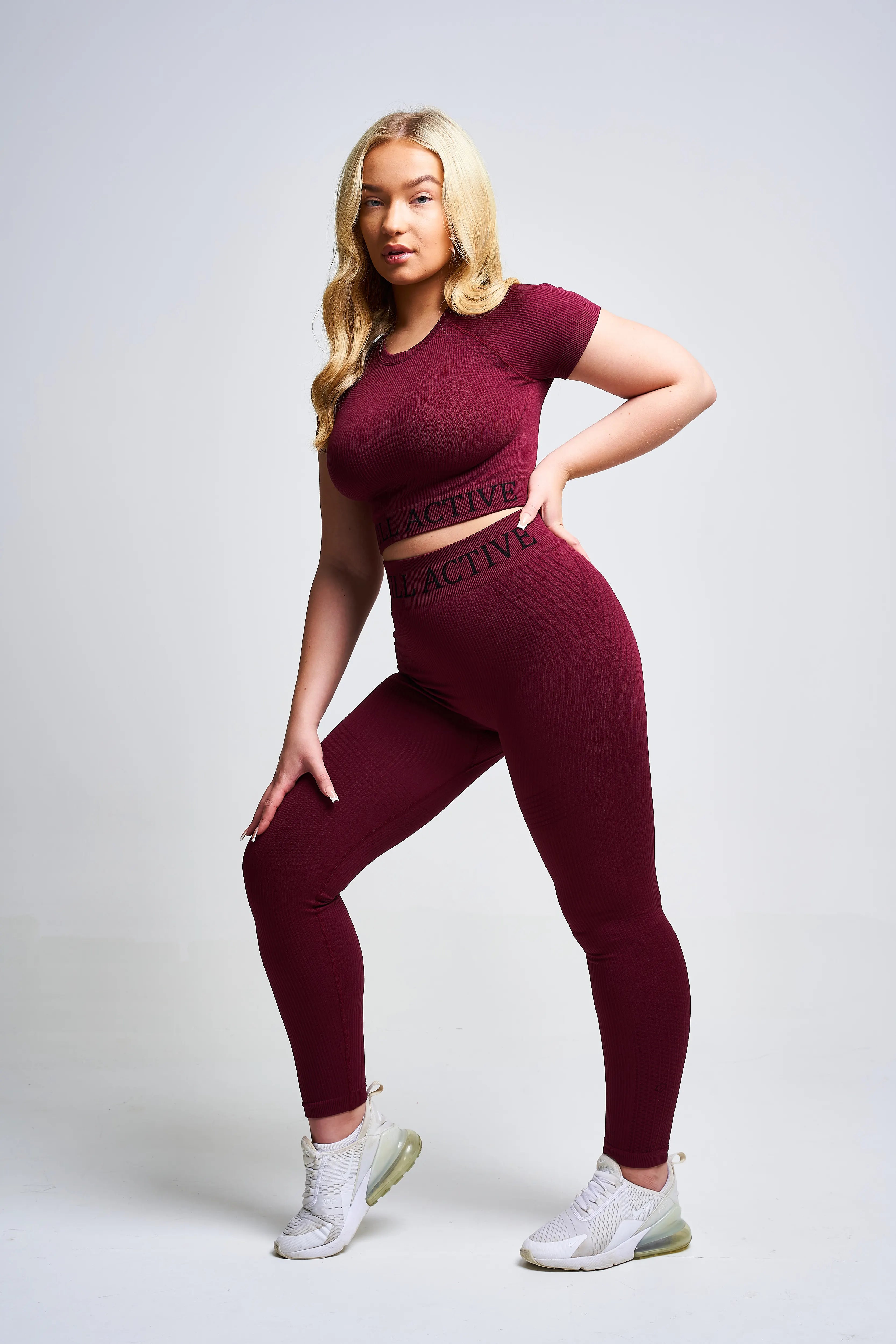 Avira Panel Recycled Seamless Leggings for Women - High Waisted Yoga Pants, Tummy Control Workout Running Tights - Burgundy (Eco-Friendly Activewear for Gym, Lounge & Everyday Wear)