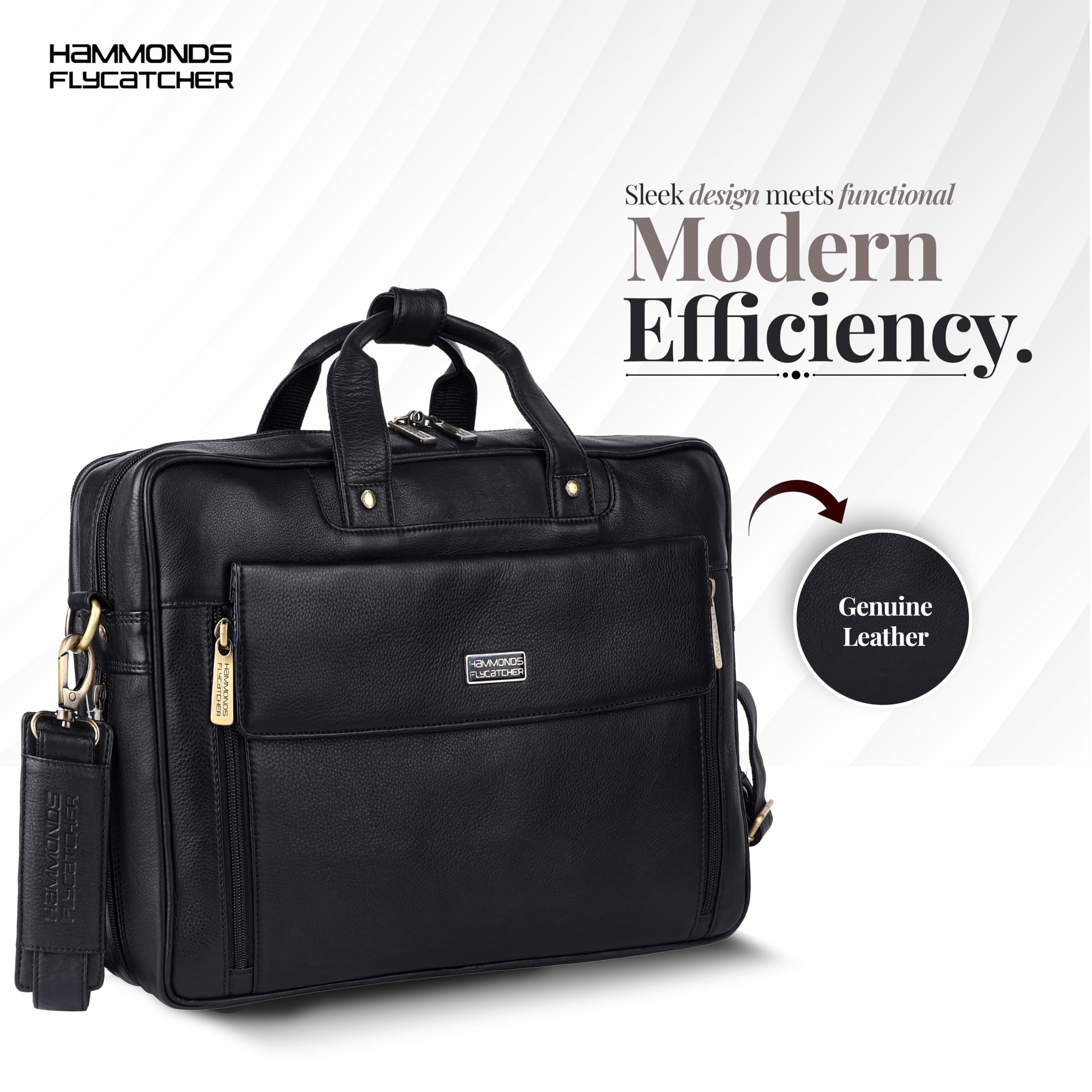 Premium Genuine Leather Laptop Bag for Men - 15.6 Inch Padded Messenger Briefcase with Multi-Pocket Design | Business, Office & Travel Computer Bag for Professionals