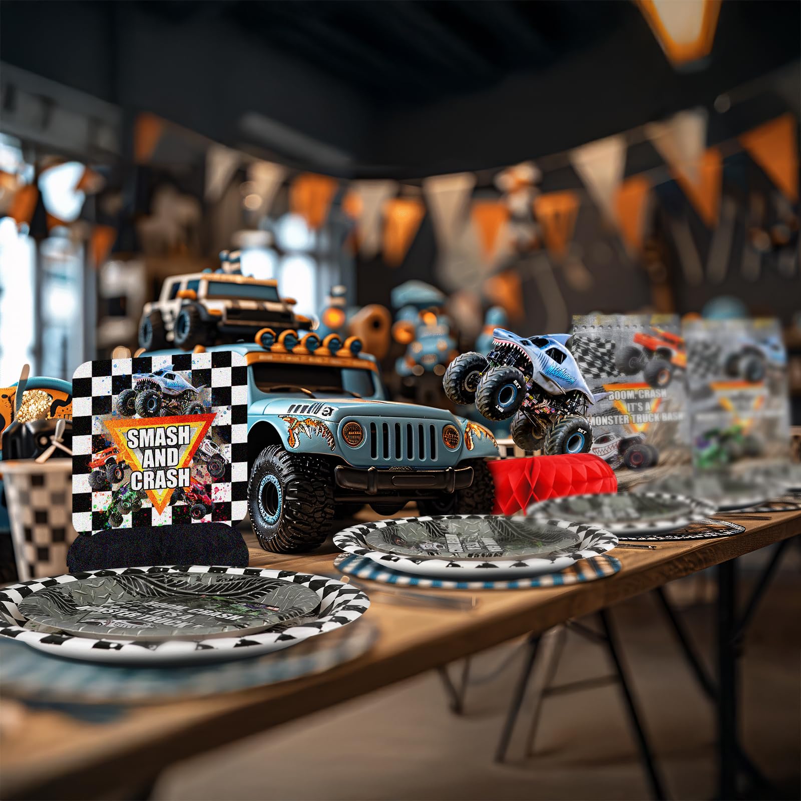 Monster Truck Party Decorations - Honeycomb Balloon Centerpieces for Kids Birthday & Baby Shower Table Decor | Perfect for Monster Truck Themed Parties, Baby Showers & Kids Room Decorations