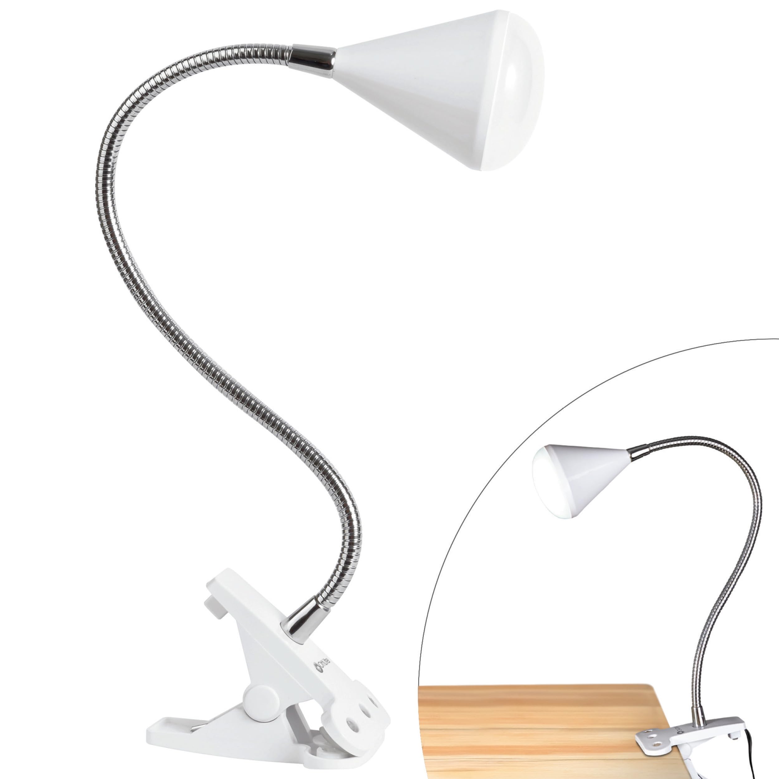 OttLite LED Clip-On Desk Lamp with Flexible Gooseneck - Adjustable Task Light for Reading, Crafting & Office Work - Perfect for Home, Office, Dorm & Workspace Lighting