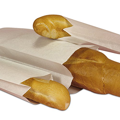 White Paper Bread Bags 250 Pack - 6x3.5x18 Inches for Bakery & Deli