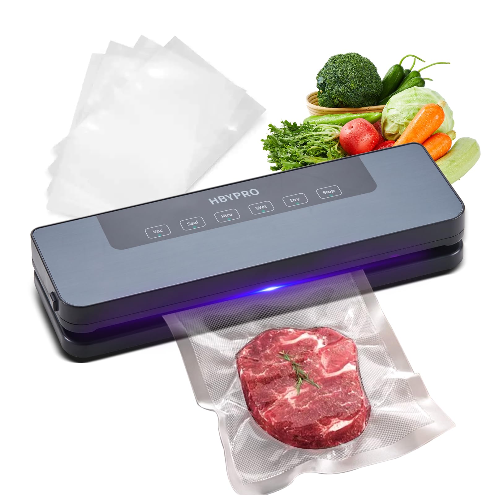 Powerful 65kPa Vacuum Sealer Machine - Compact Automatic Food Sealer for Dry & Wet Foods | One-Touch Operation | Ideal for Meal Prep, Sous Vide & Food Storage
