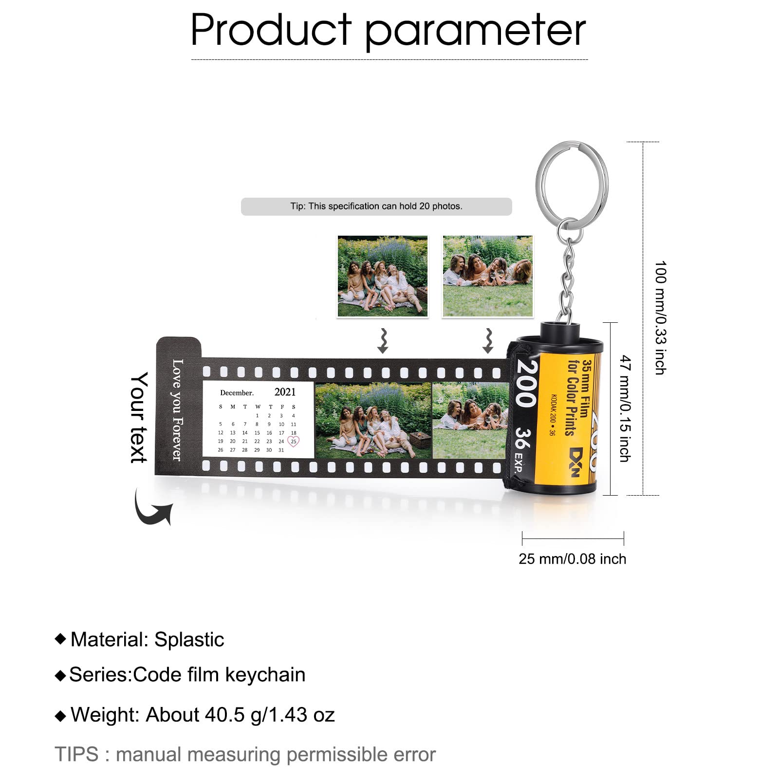 Personalized Camera Film Roll Keychain - Custom Photo Memory Keychain for Travel, Gifts & Keepsakes | Unique Wedding, Anniversary & Graduation Souvenirs