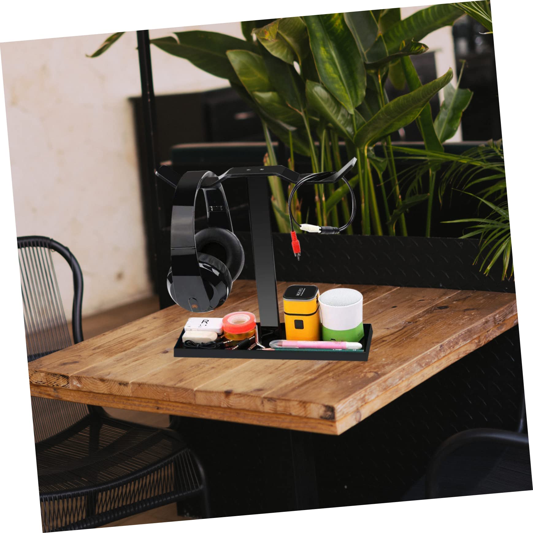 Uonlytech 4-Pack Headphone Hanger Hook - Adjustable Headset Stand with Non-Slip Base, Gaming Headphone Holder for Desk, Office, and Home Organization (Black) - Perfect for Gamers, Streamers, and Workspace Setup