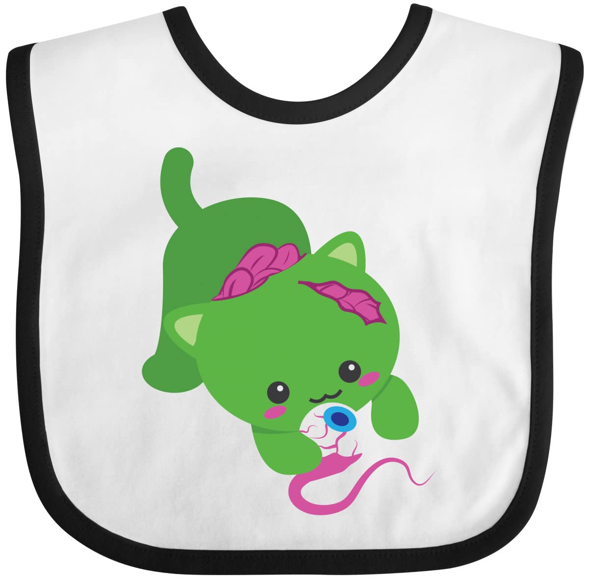 Inktastic Zombie Cat Baby Bib - Funny & Cute Dinosaur Print Drool Bib for Infants & Toddlers - Perfect for Feeding, Playtime & Halloween Costume Accessories