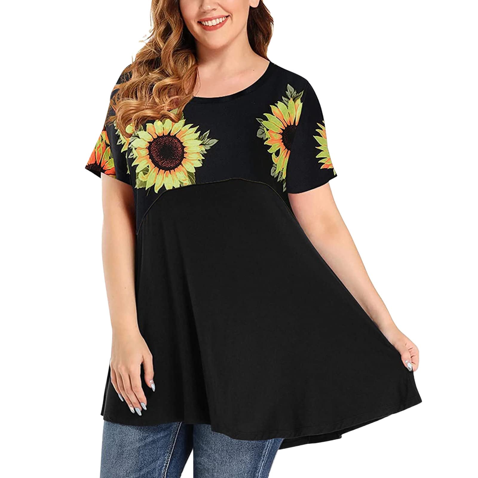 Women's Plus Size Summer T-Shirt - Round Neck Short Sleeve Loose Oversized Casual Top for Workout & Everyday Wear | Breathable Stitched Tee for Gym, Running, Yoga and Street Style