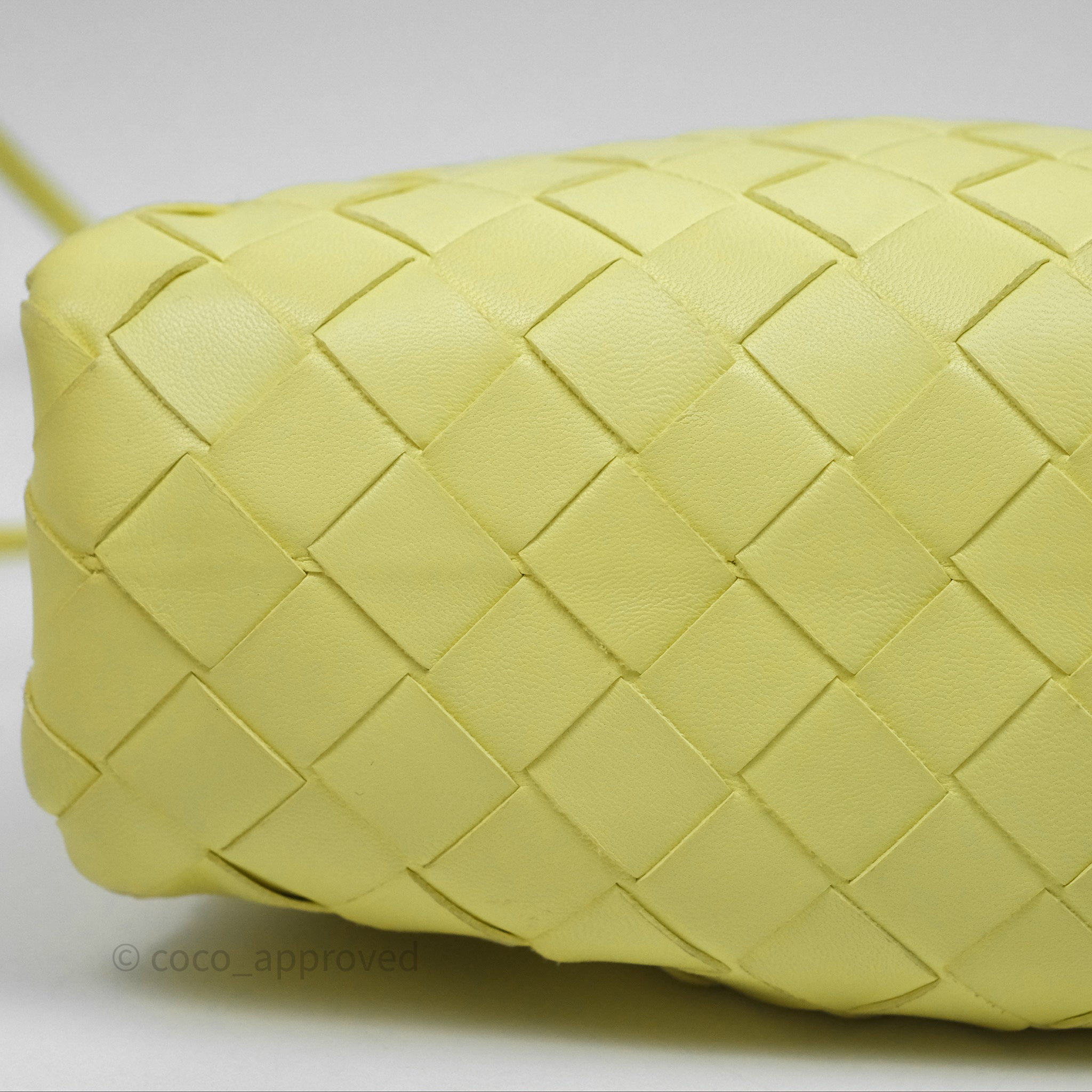Bottega Veneta Mini Pouch Bag in Yellow Nappa Leather with Intrecciato Weave - Perfect for Evening Events & Luxury Gift Giving