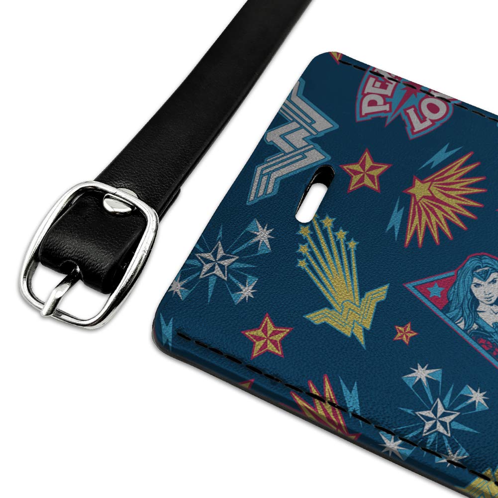 Wonder Woman Movie Inspired Rectangle Leather Luggage Tag - Personalized ID Card Holder for Travel Bags, Suitcases & Backpacks | Superhero Gift for Fans & Cosplay Enthusiasts
