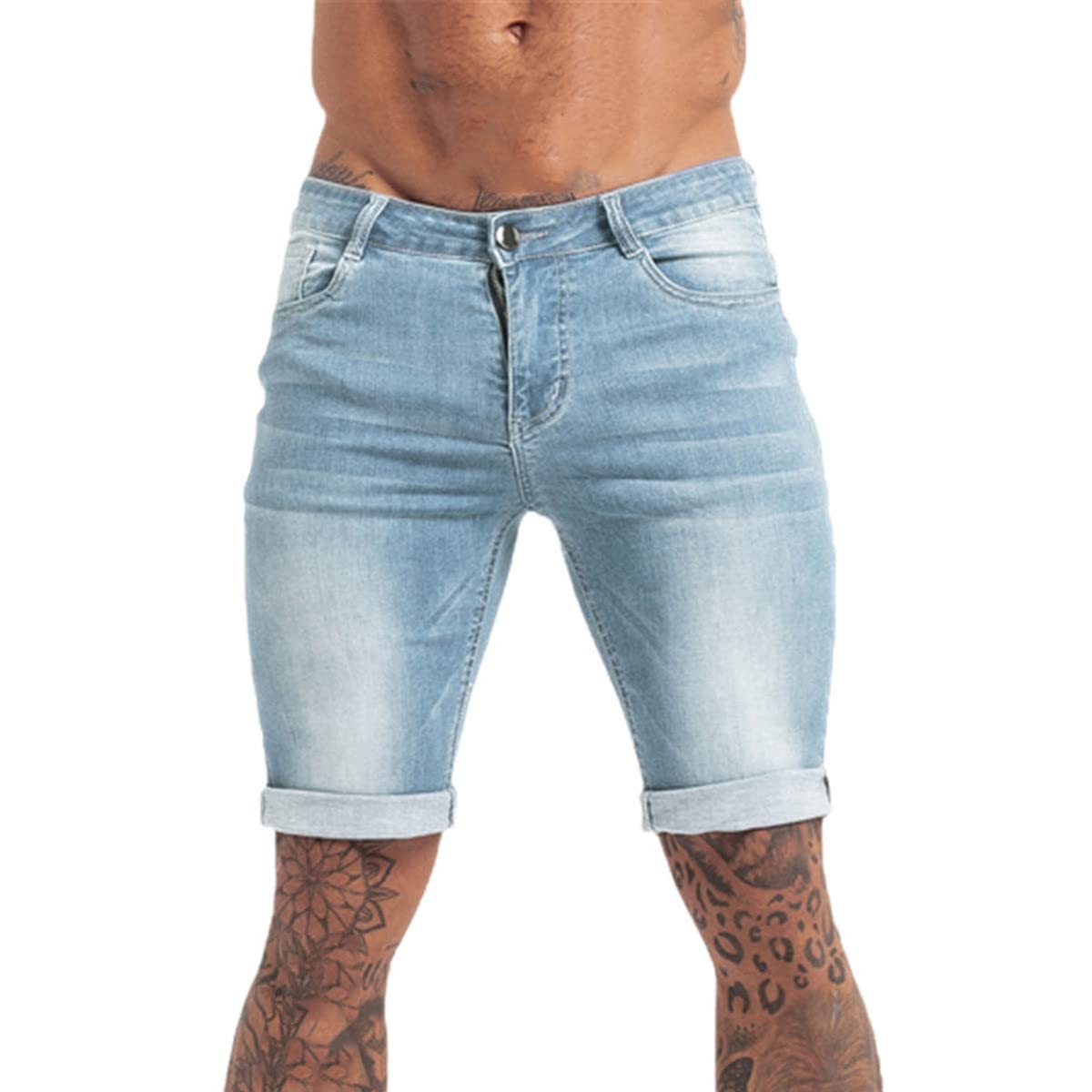 Men's High Waist Ripped Denim Shorts - Black Casual Streetwear Jeans Shorts for Summer | Plus Size Comfort Fit | Perfect for Outdoor Activities, Beach Trips & Street Style Fashion