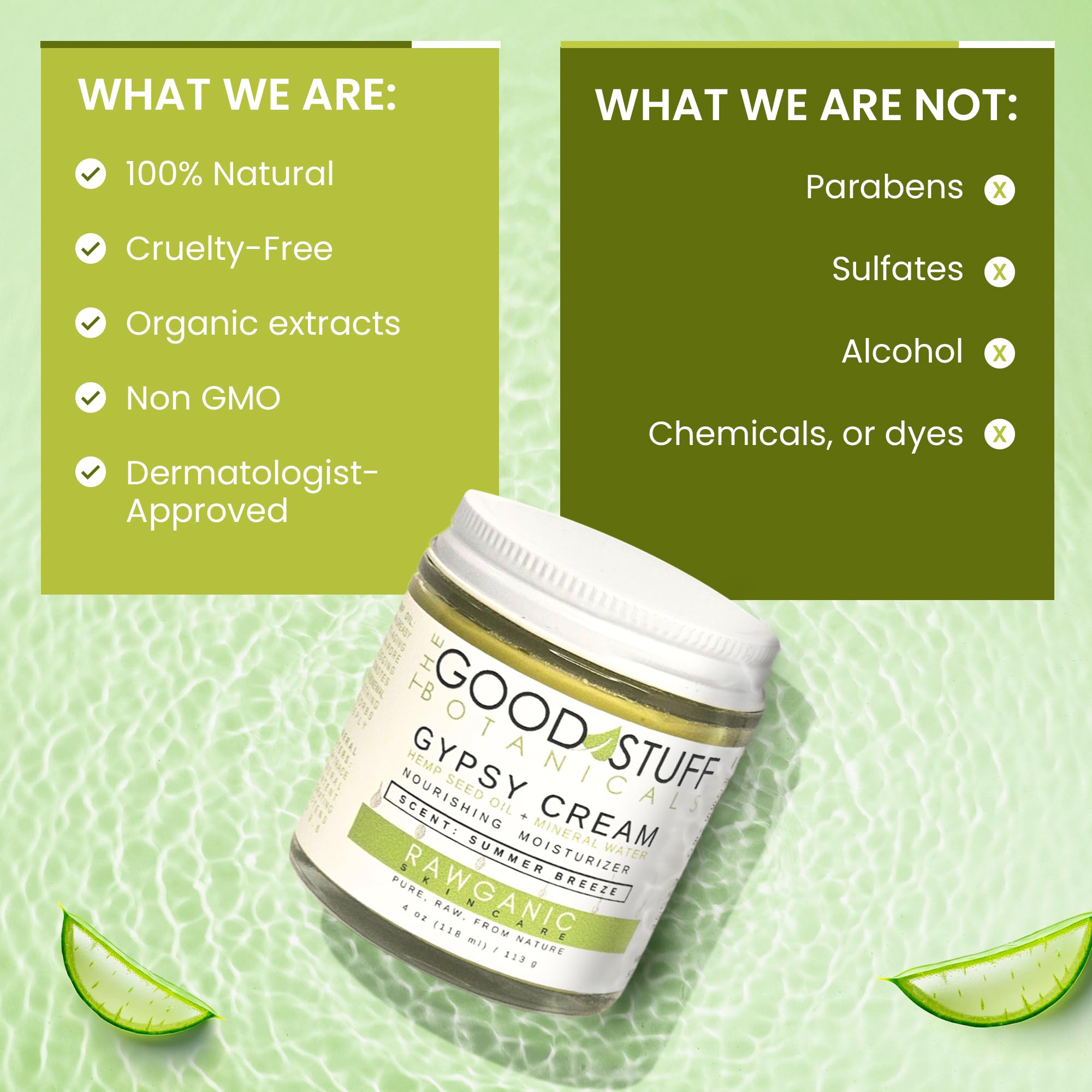 Organic Hemp Oil & Hot Spring Water Facial Moisturizer | Gypsy Cream Body and Face Moisturizer for Women | Hydrating Dry Skin Care with Summer Breeze Scent | 4 oz | Perfect for Daily Hydration, Spa Days & Travel Skincare