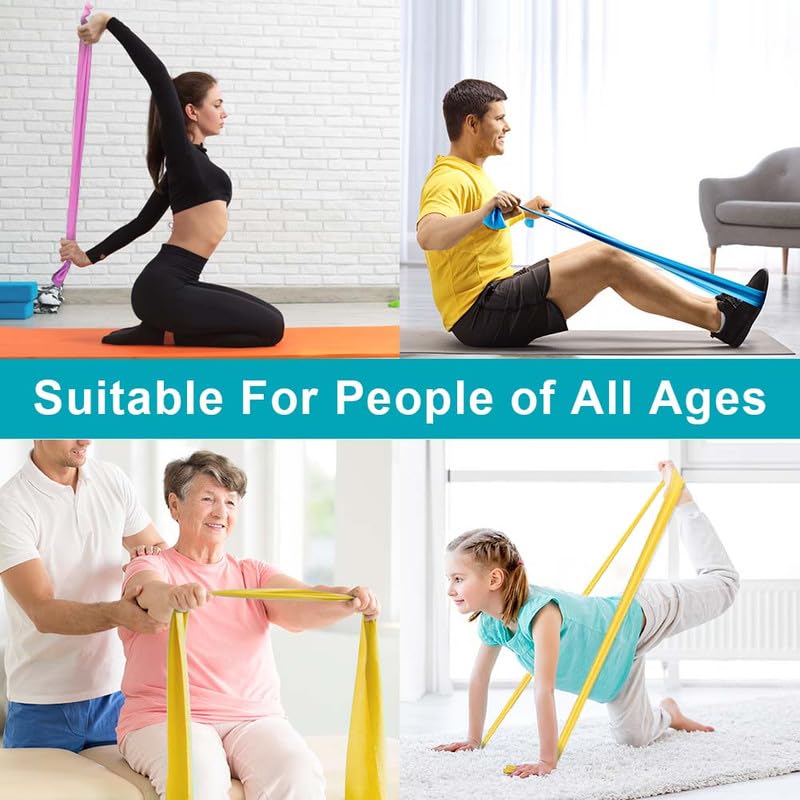 Flintronic Resistance Bands Set - 1.5M Exercise Bands with Multiple Resistance Levels for Strength Training, Crossfit, Yoga & Pilates - Perfect for Home Workouts, Gym Training & Physical Therapy