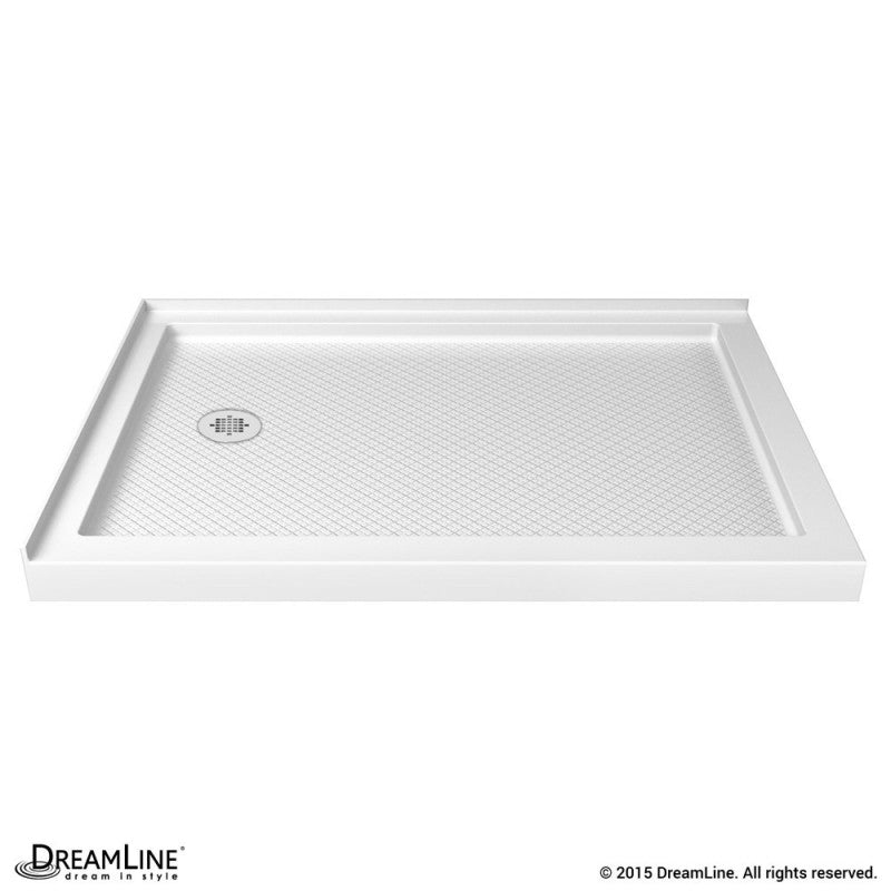 DreamLine SlimLine 36x60 Inch White Double Threshold Shower Base - Low Profile Durable Bathroom Shower Pan for Small Spaces & Modern Homes