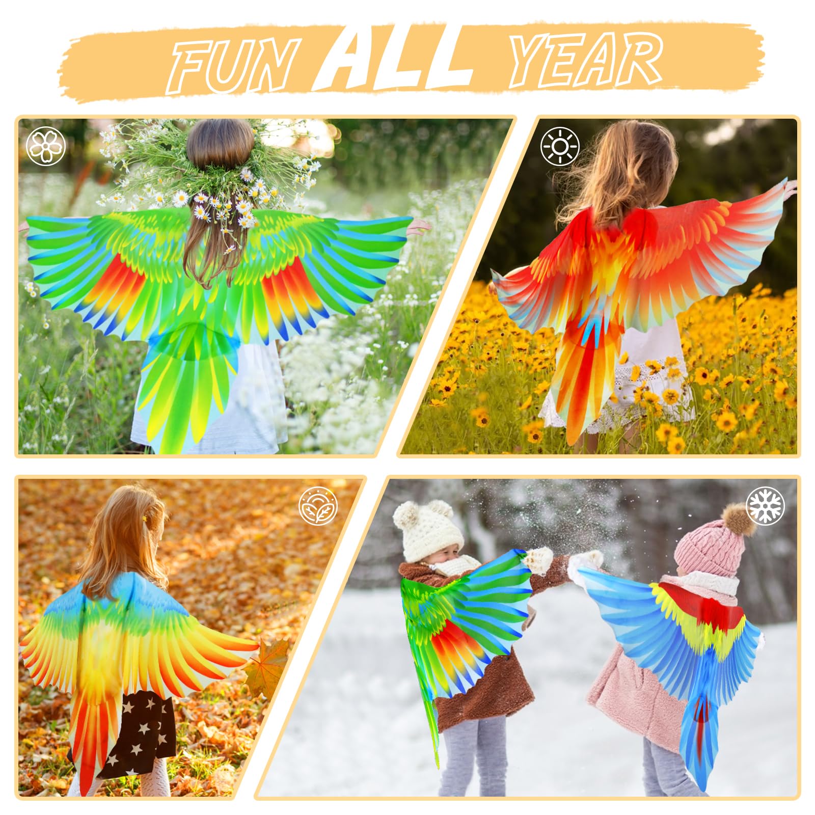 Kids Bird Costume with Parrot Wings & Eagle Headband - Halloween Dress Up Cape for Boys & Girls, Party Favors & Gifts | Perfect for Halloween Parties, School Plays & Dress-Up Fun