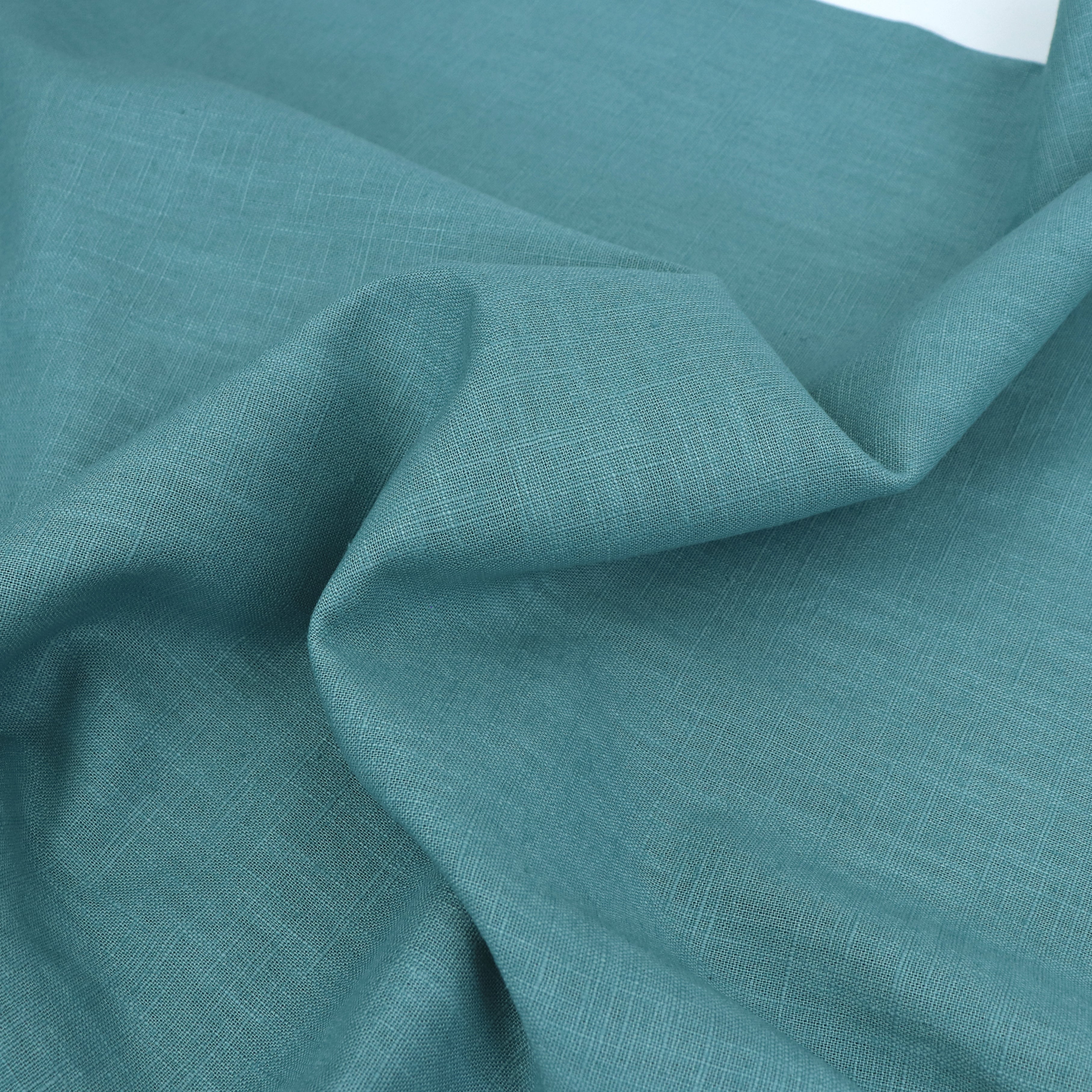 Organic Washed Linen Cotton Fabric - Dark Seafoam Green for DIY Clothing, Home Decor & Craft Projects
