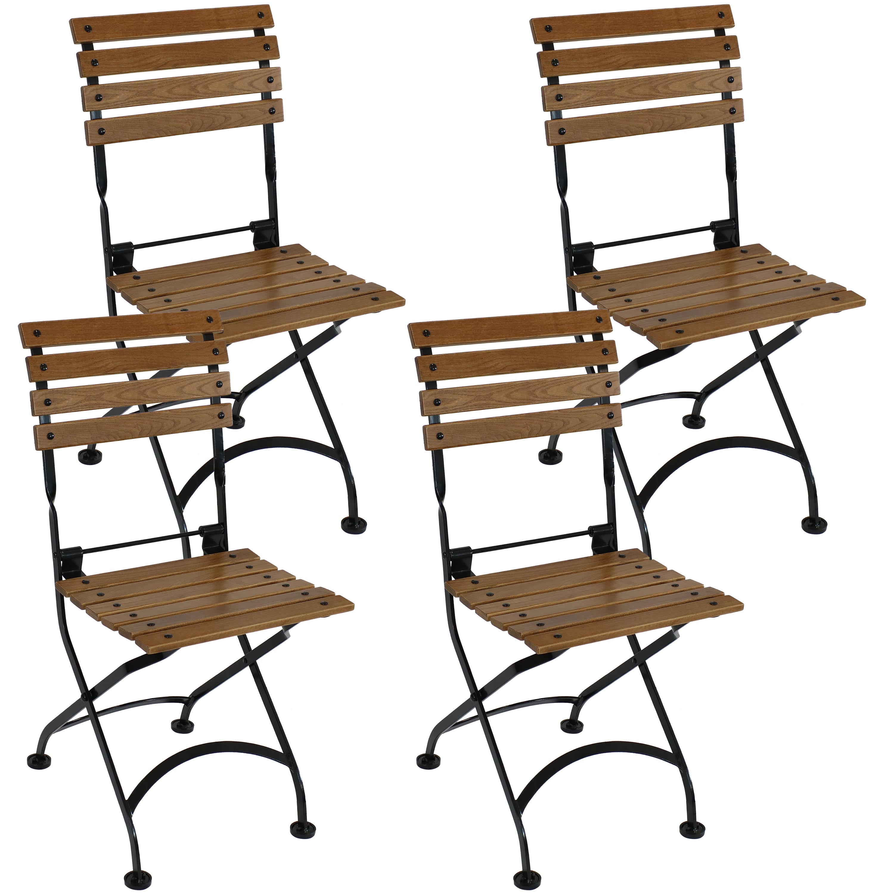 Sunnydaze European Chestnut Wooden Folding Bistro Side Chair - Patio, Garden, Balcony & Outdoor Dining Furniture - Compact & Space-Saving Design
