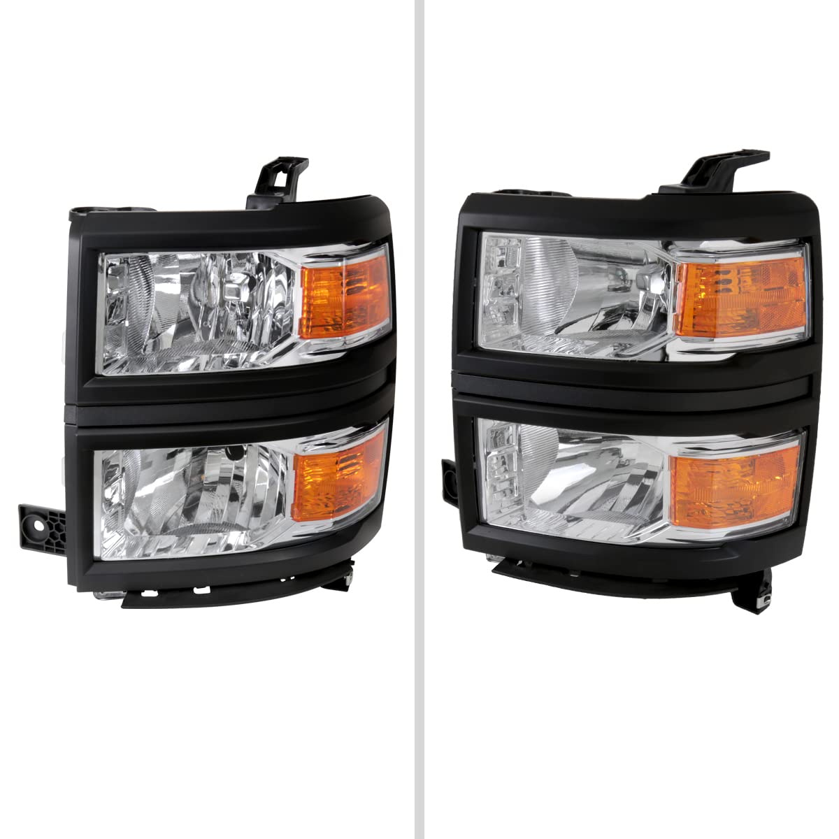 Clear Replacement Headlights for Chevy Silverado 1500 2014-2015 Models - High Performance LED Head Lamps for Pickup Trucks - Perfect for Night Driving & Off-Road Adventures