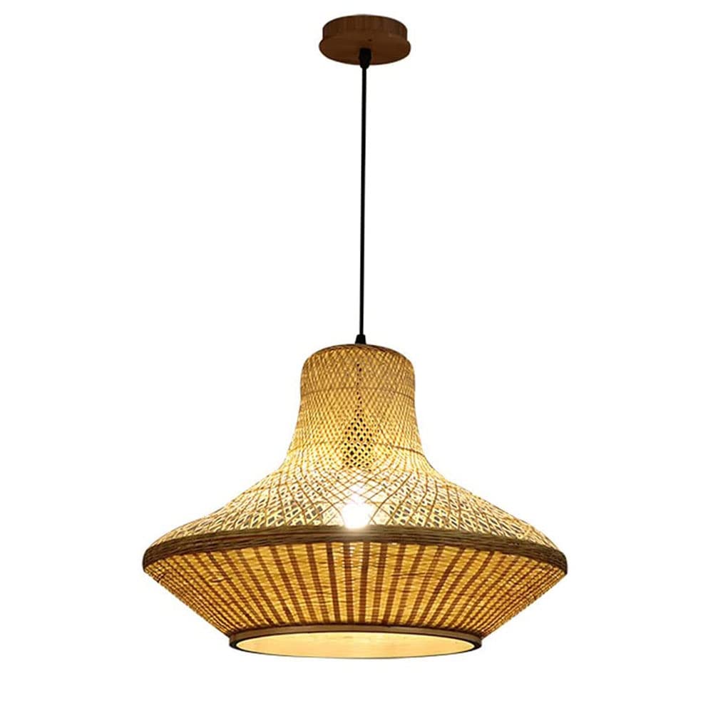 Handwoven Bamboo Pendant Light - Natural Rattan Chandelier for Farmhouse & Modern Decor | Eco-Friendly Hanging Lamp for Dining Room, Bedroom, Kitchen & Living Room | Perfect for Boho, Coastal & Rustic Home Styles