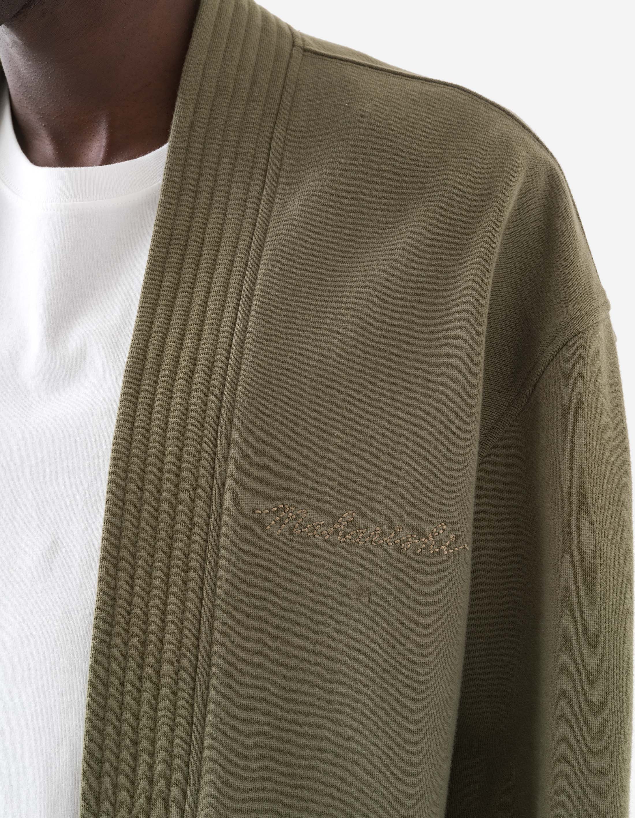 6222 Sashiko Bonsai Sweat Kimono Jacket - Olive OG 107F Japanese Streetwear for Men | Casual Wear, Loungewear & Outdoor Fashion